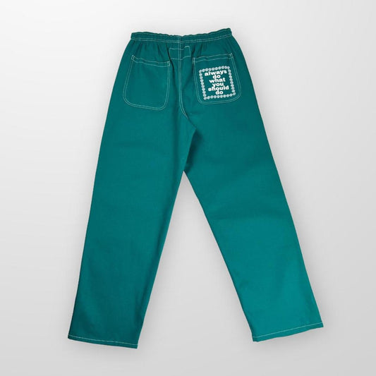 ADWYSD Relaxed Skate Pant / Jeans In Green W/ Contrast Stitching