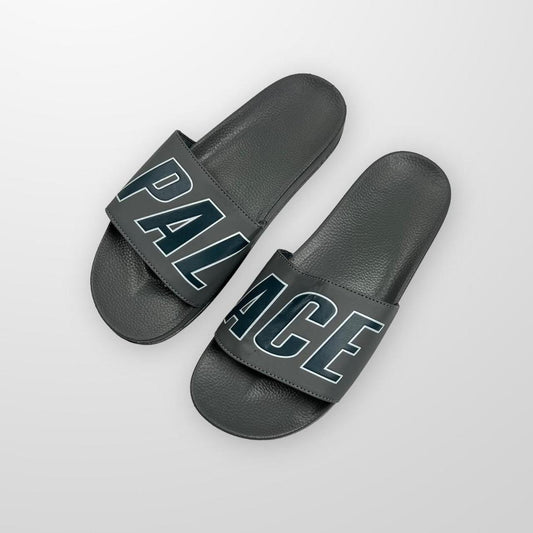 Palace Sliders In Grey & Navy