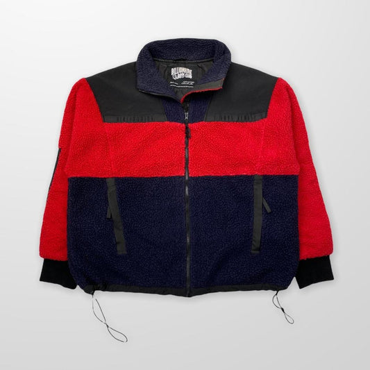 Billionaire Boys Club Two-Tone Funnel Neck Fleece Sherpa Jacket In Red