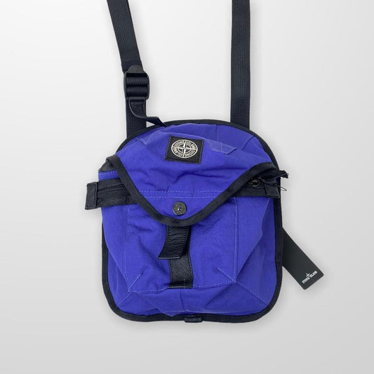 Stone Island Nylon Twill Messenger Bag / Chest Rig In Blue & Black