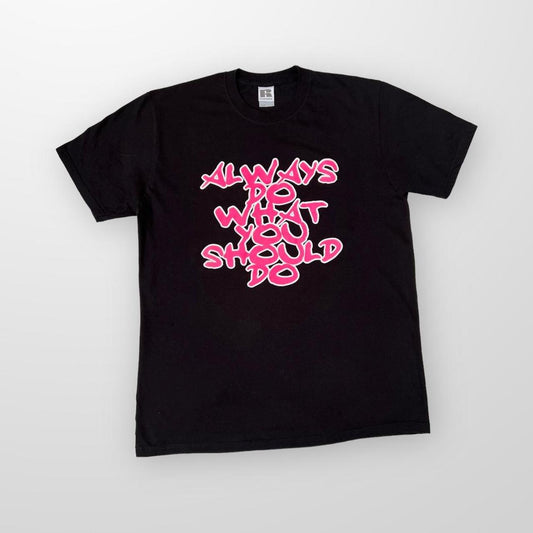 ADWYSD T-Shirt In Black & Pink Graffiti Print