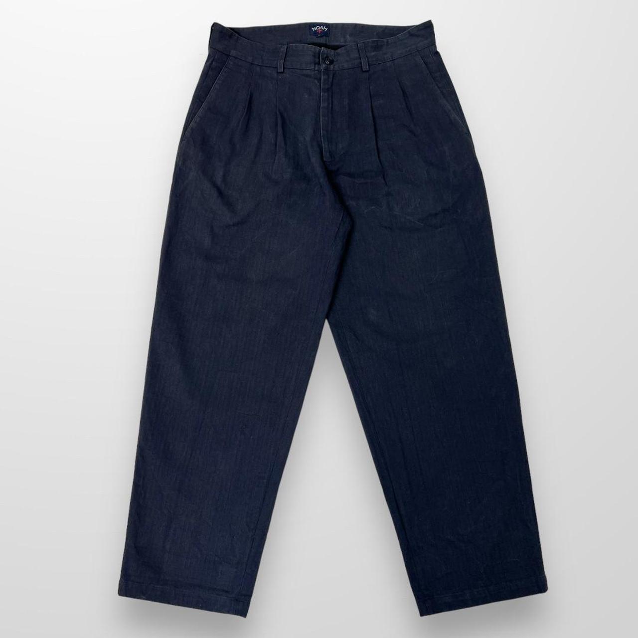 Noah Classic Double-Pleat Herringbone Pant In Navy