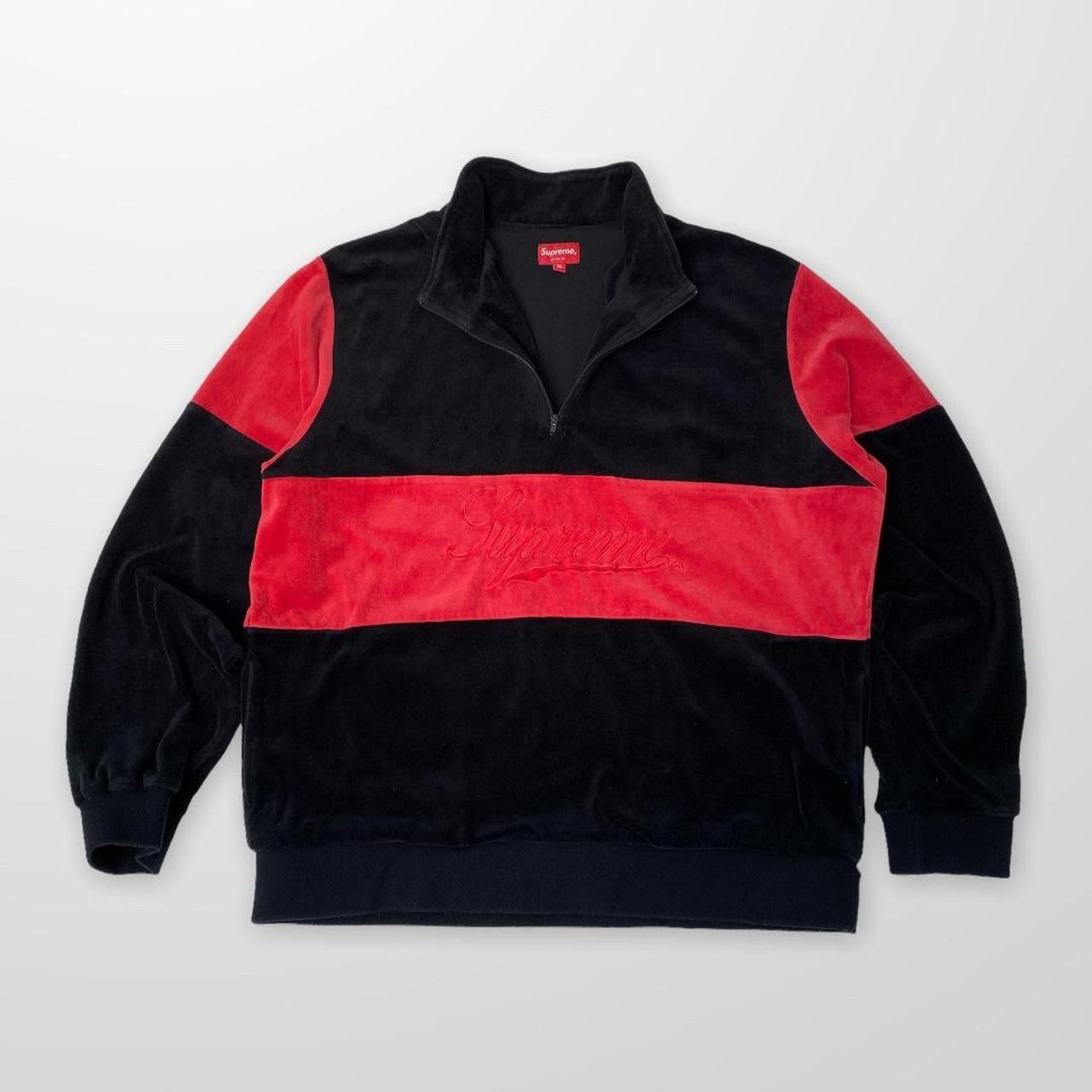 Supreme velour zip up best sale jacket black