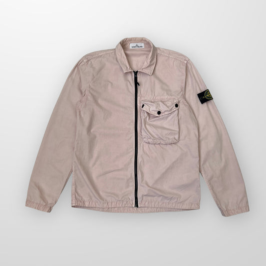 Stone Island Overshirt Zip Up Jacket In Pink