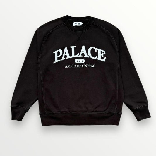 Palace Unitas Crew Sweatshirt In Black (Brown)