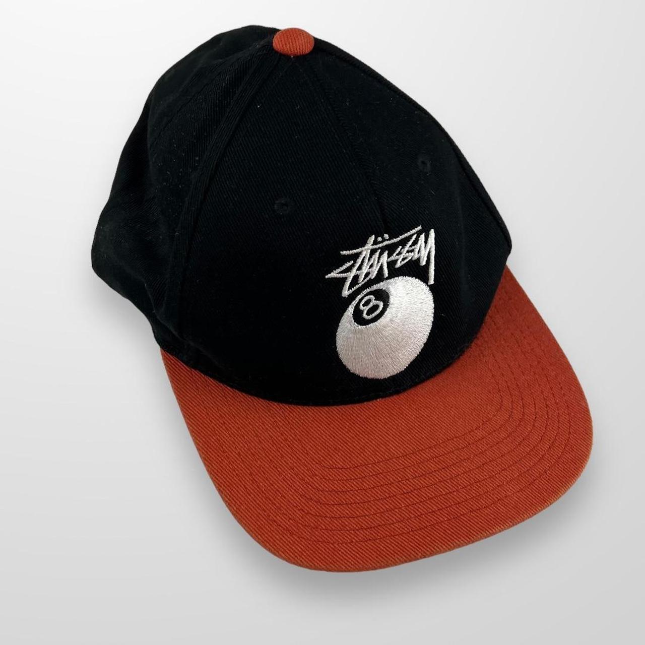 Stussy 8 Ball Cap In Black & Orange