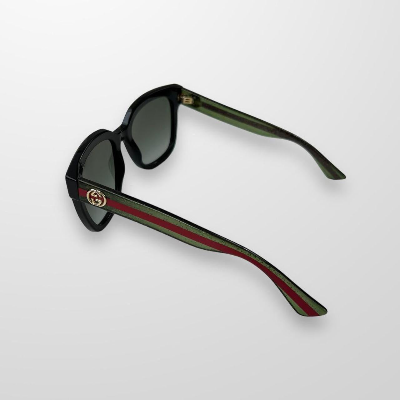 Gucci Glitter GG Sunglasses W/ Green & Red Classic Stripe