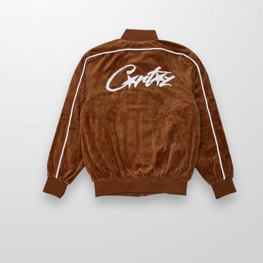 Corteiz Allstarz VVS Velour Jacket In Brown