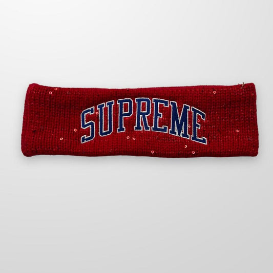 Supreme X New Era Sequin Arc Logo Headband In Red & Navy