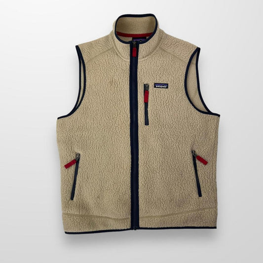 Patagonia Retro Deep Pile Fleece Gilet In Beige