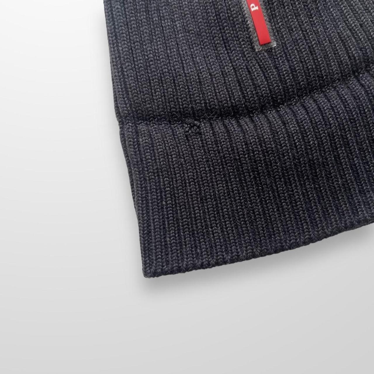 Prada Knitted Beanie Hat In Dark Grey