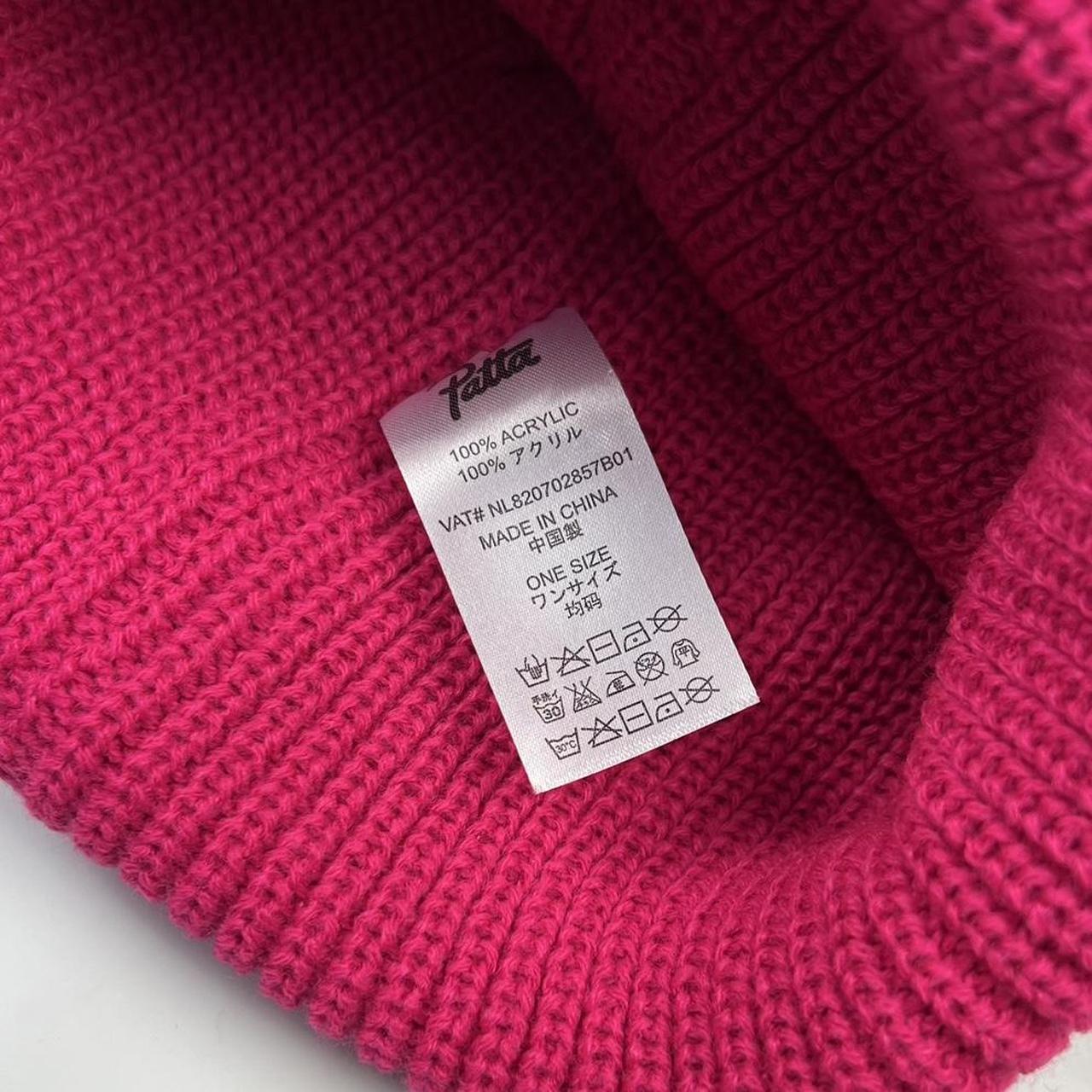 Patta Ribbed Knitted Beanie Hat In Pink