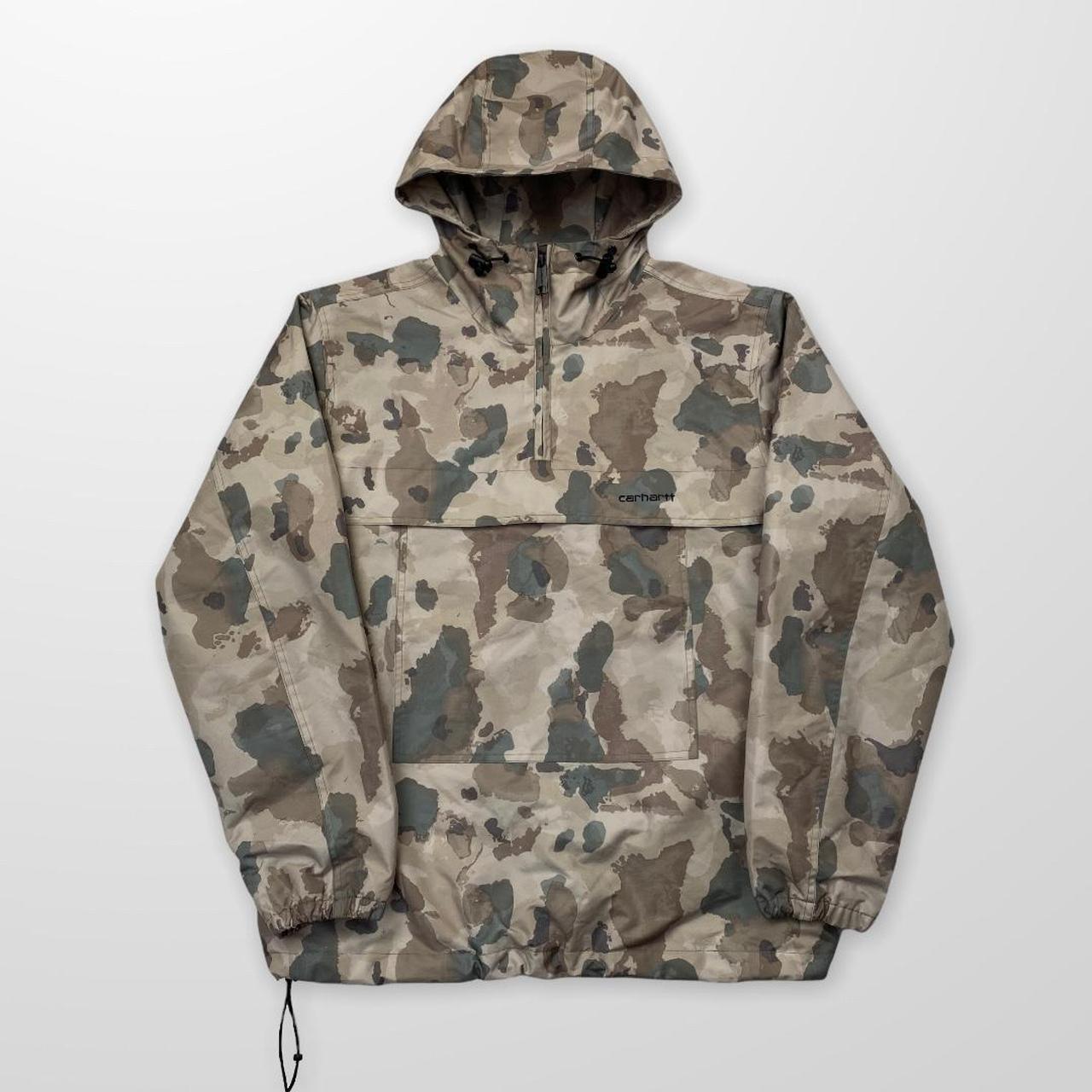 Carhartt WIP Windbreaker Pullover Jacket In Camo, Thyme / Black