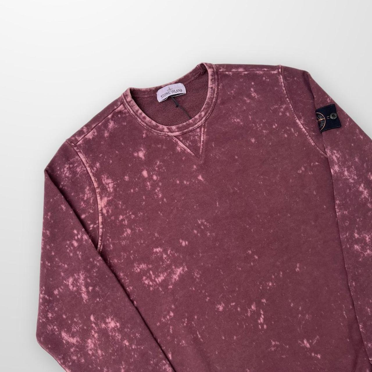 Stone Island Crewneck Sweatshirt In Off-Dye OVD Treatment Garment Dyed / Burgundy