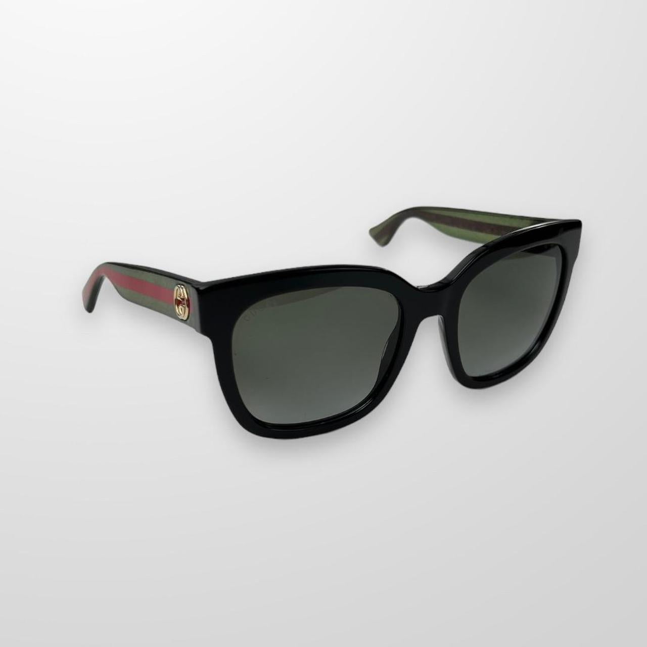 Gucci Glitter GG Sunglasses W/ Green & Red Classic Stripe