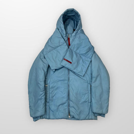 Vintage Prada Nylon Polyester Puffer Jacket In Baby Blue