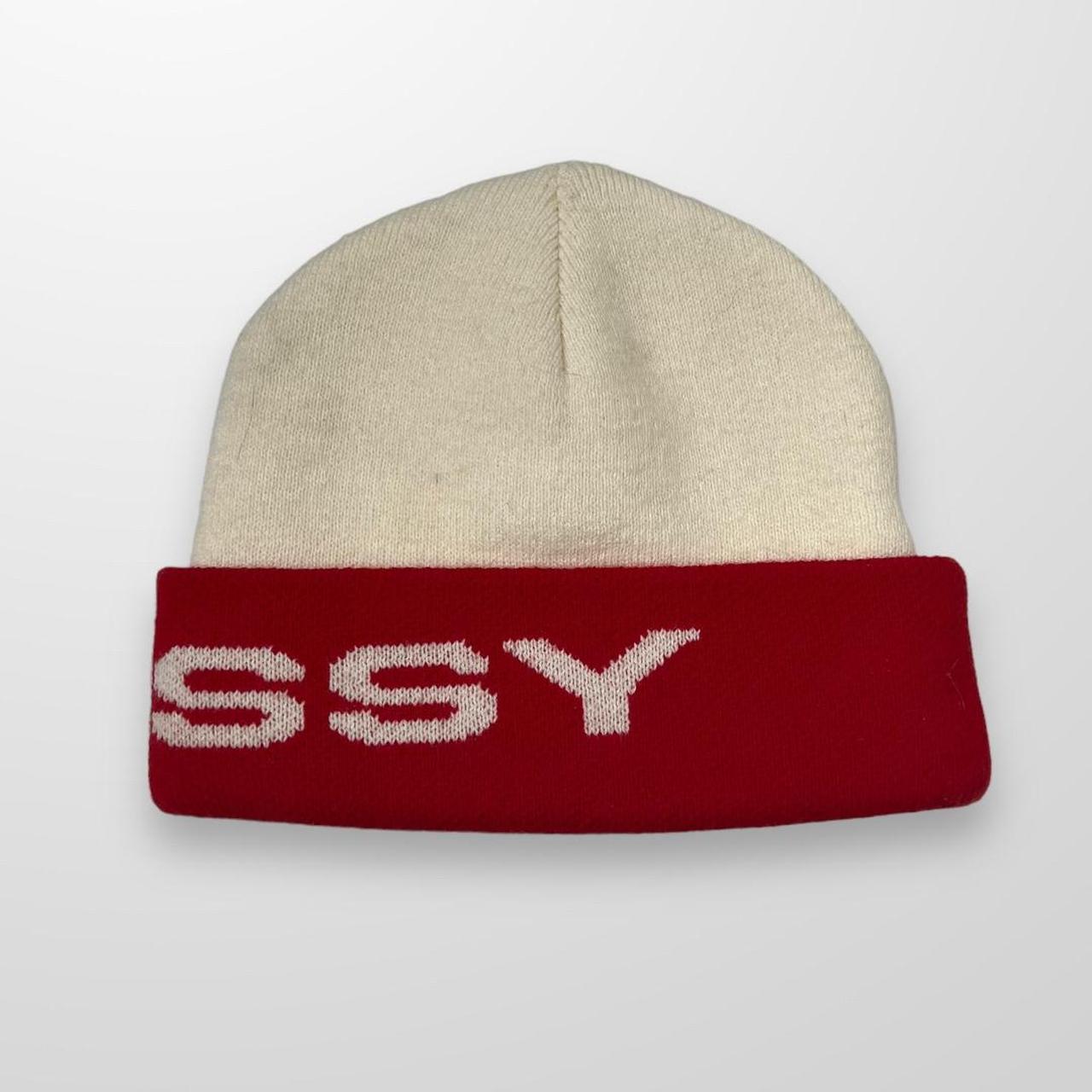 Stussy Two Toned Beanie In Red & Cream