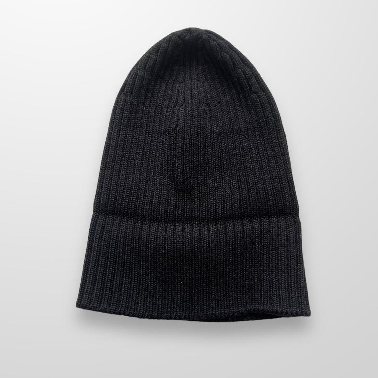 Prada Knitted Beanie Hat In Dark Grey