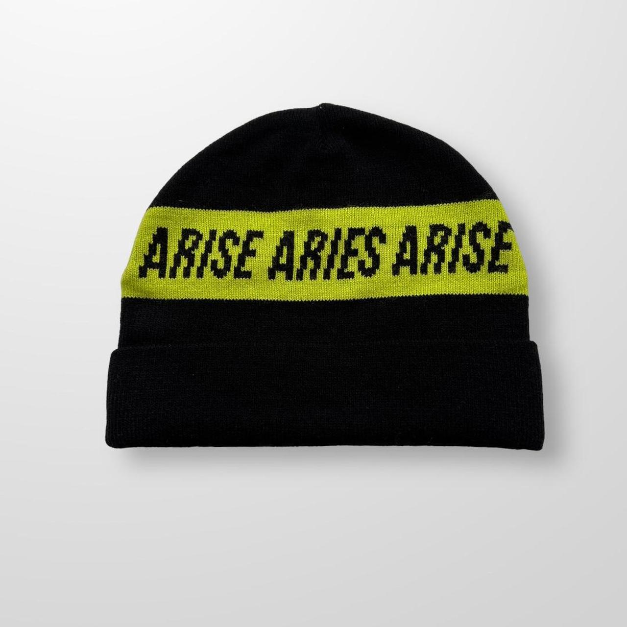 Aries Logo Tape Beanie In Black & Green