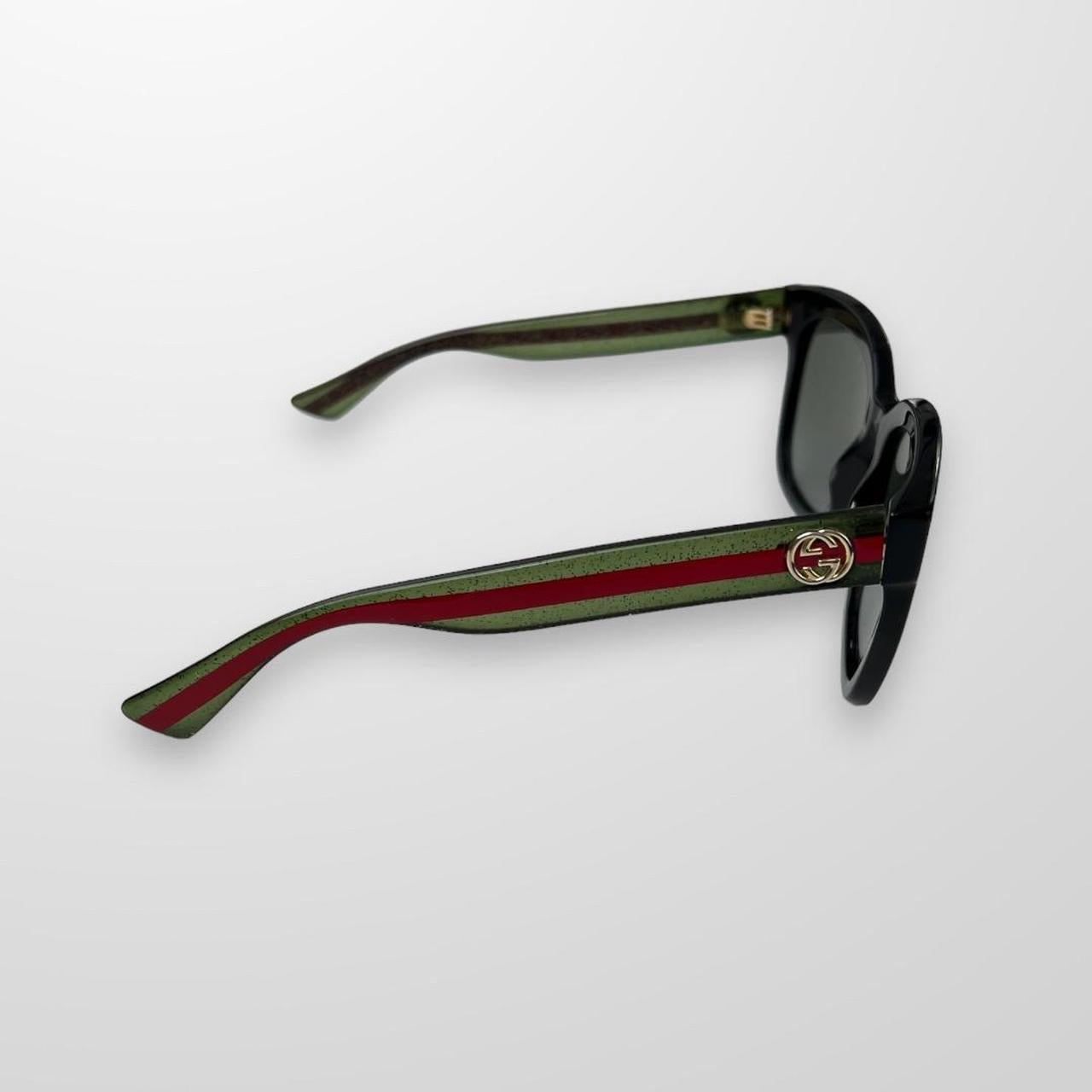 Gucci Glitter GG Sunglasses W/ Green & Red Classic Stripe