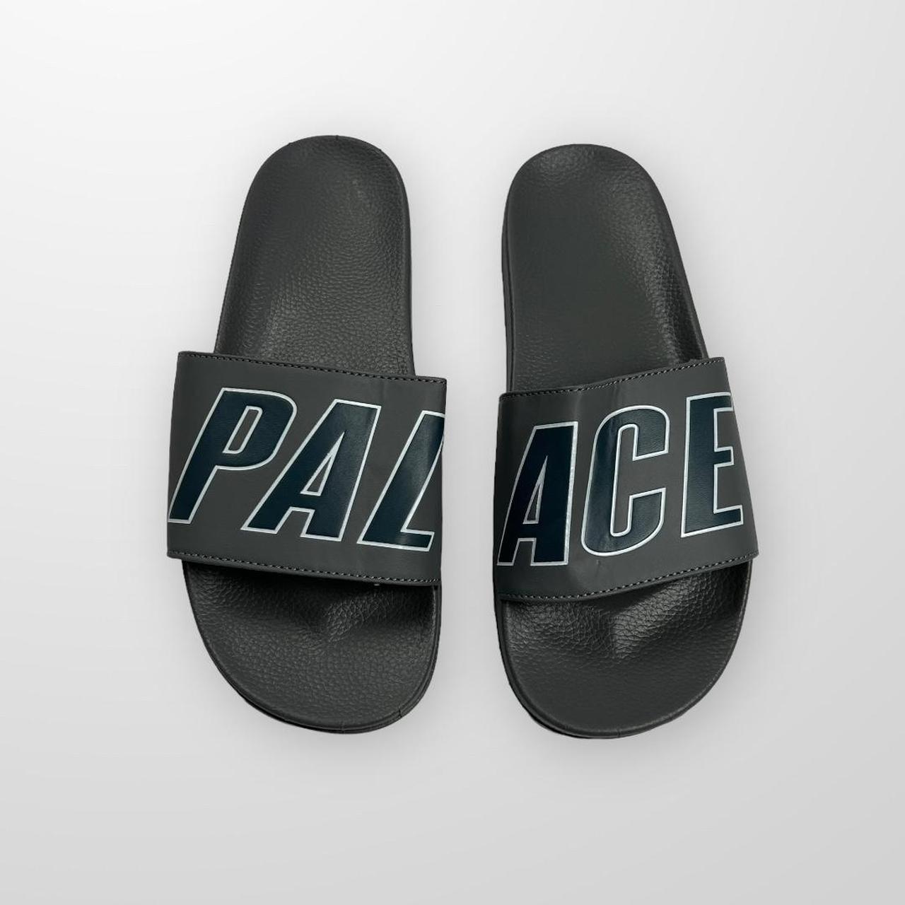 Palace Sliders In Grey & Navy