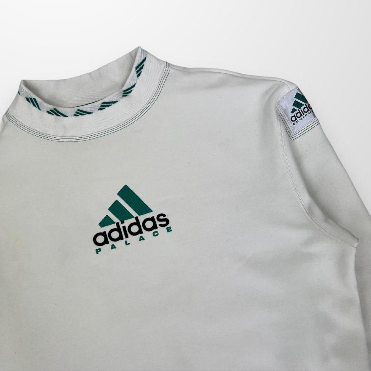 Palace x Adidas EQT Crewneck Sweatshirt In Off White & Green