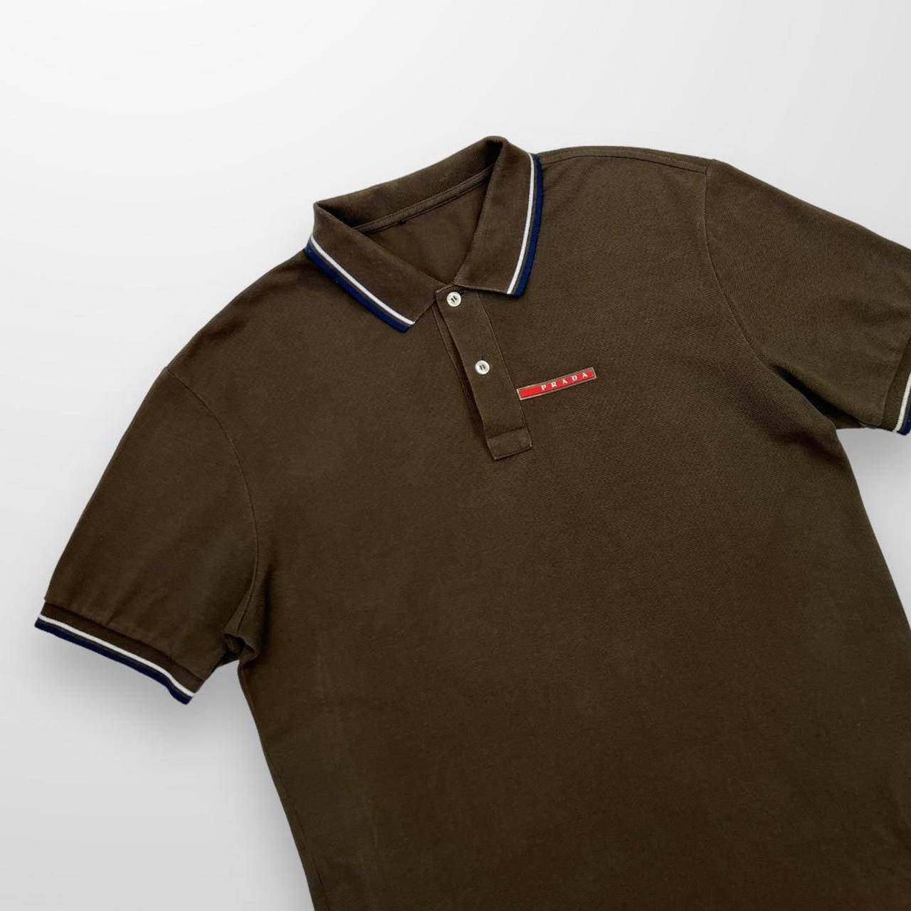 Prada Polo Shirt In Brown & Red