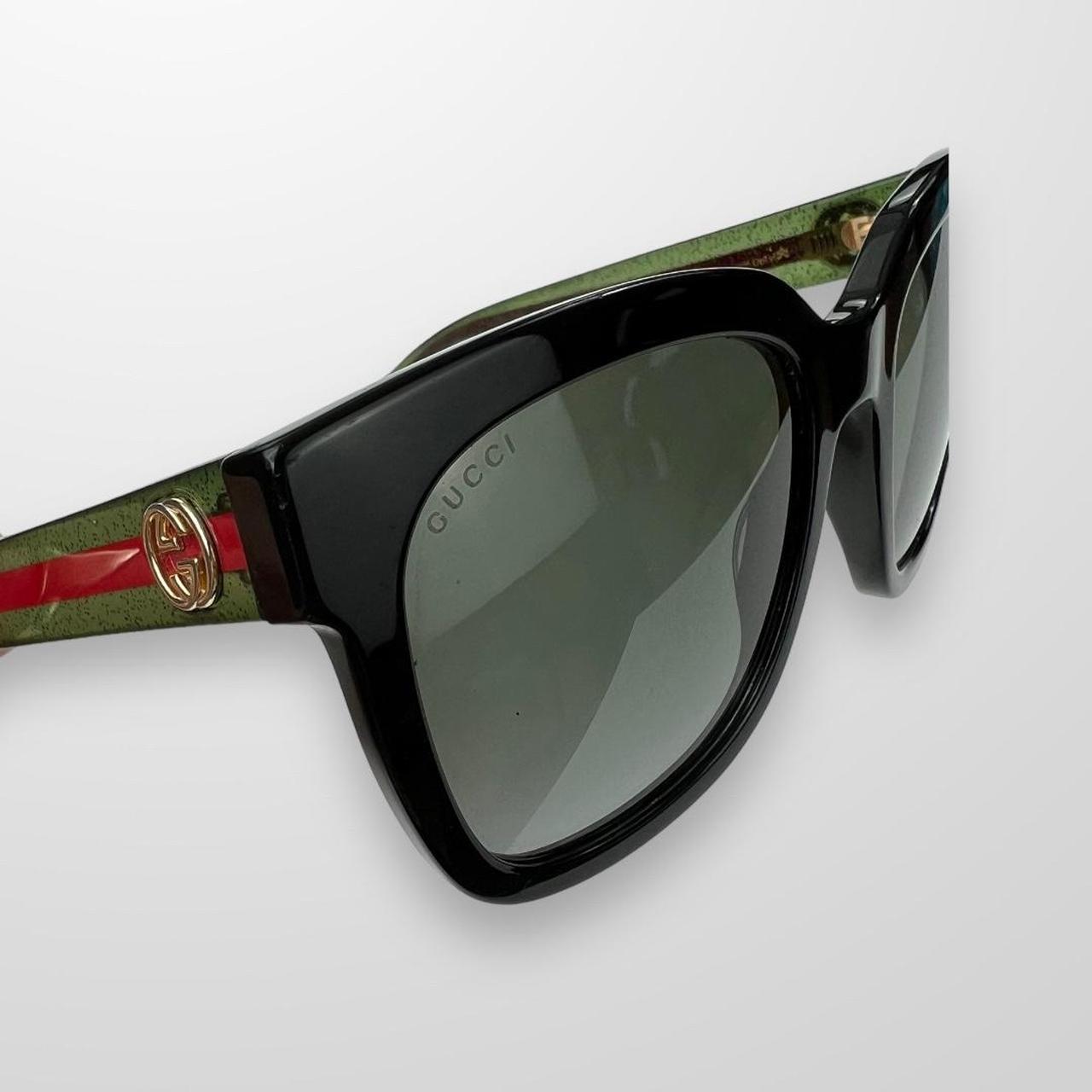 Gucci Glitter GG Sunglasses W/ Green & Red Classic Stripe