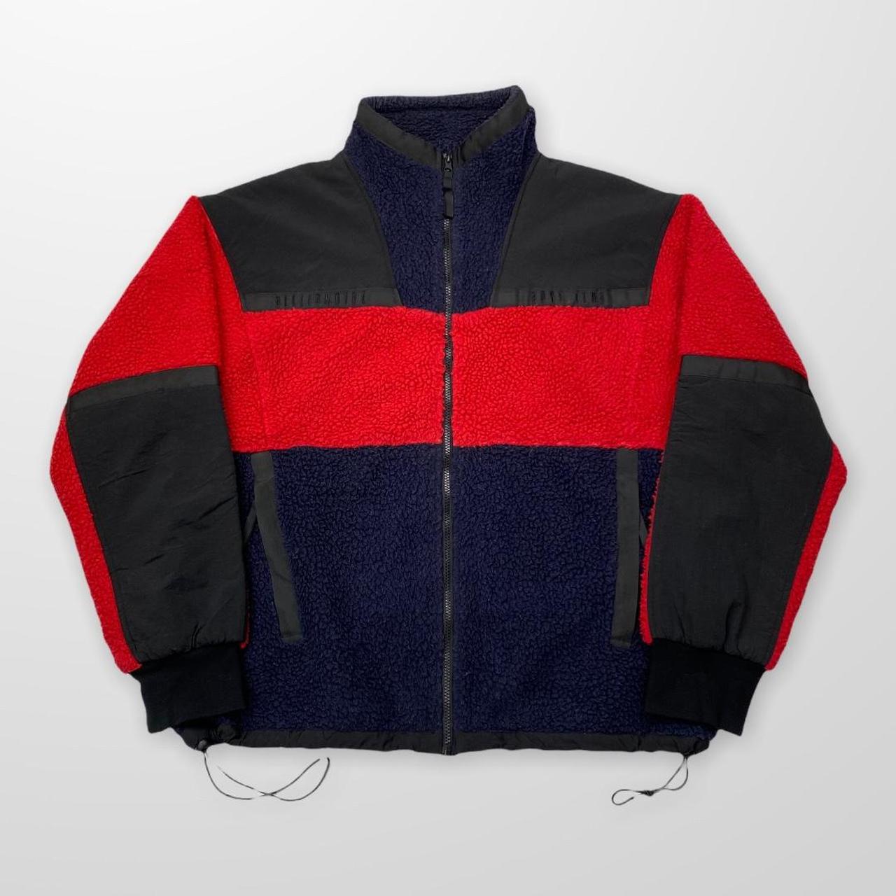 Billionaire Boys Club Two-Tone Funnel Neck Fleece Sherpa Jacket In Red