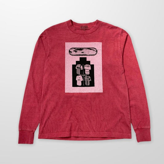 Cav Empt Long Sleeve Overdyed Graphic T-Shirt In Pink / Red