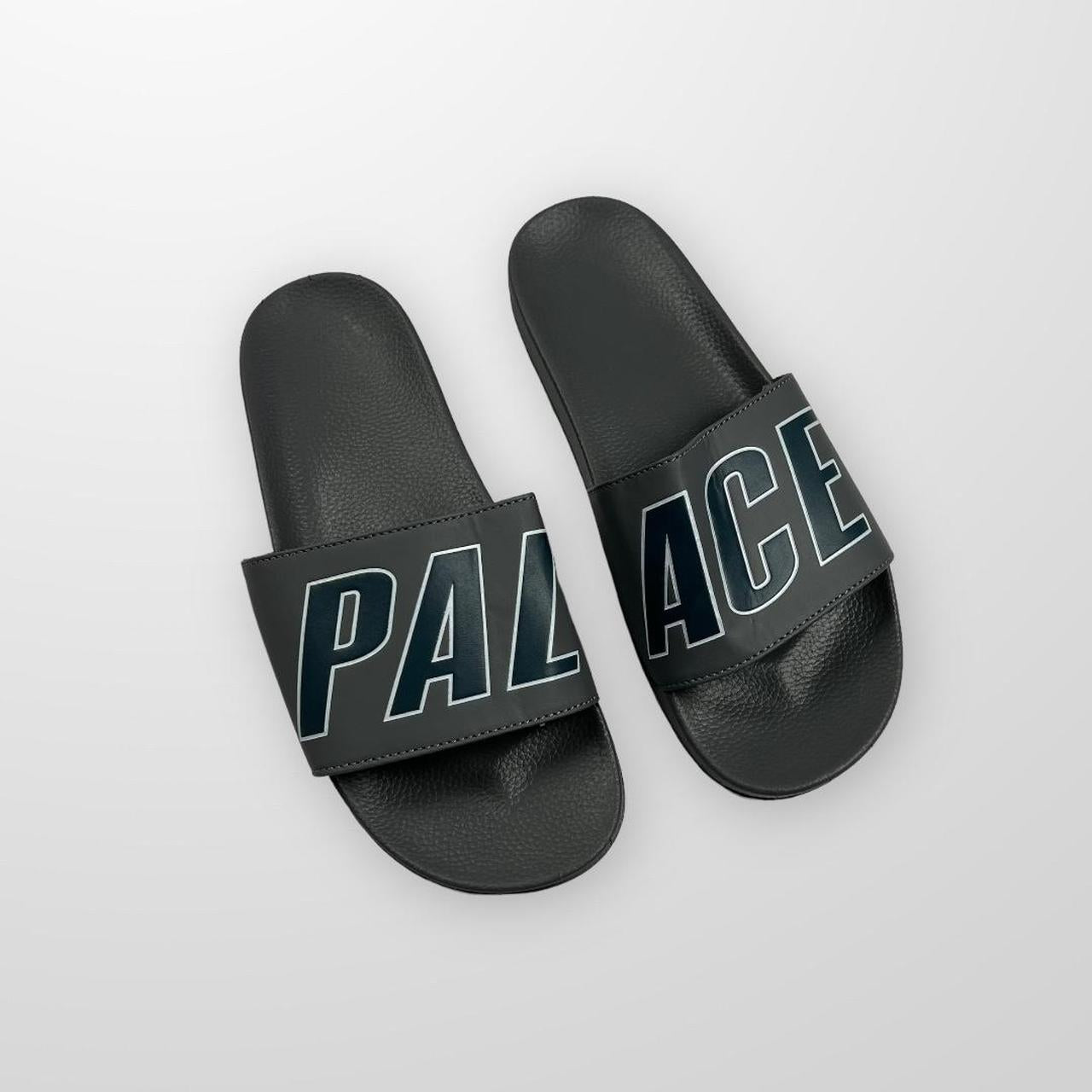 Palace Sliders In Grey & Navy