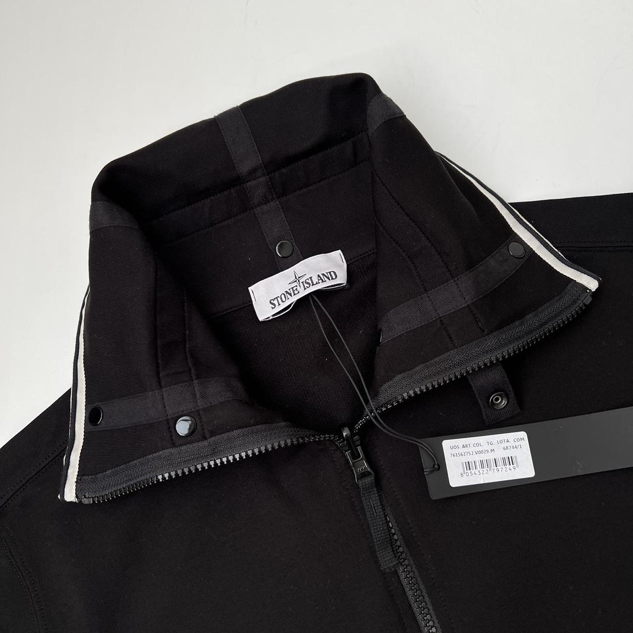 Stone Island 1/4 Zip Sweatshirt In Black W/ White Trim