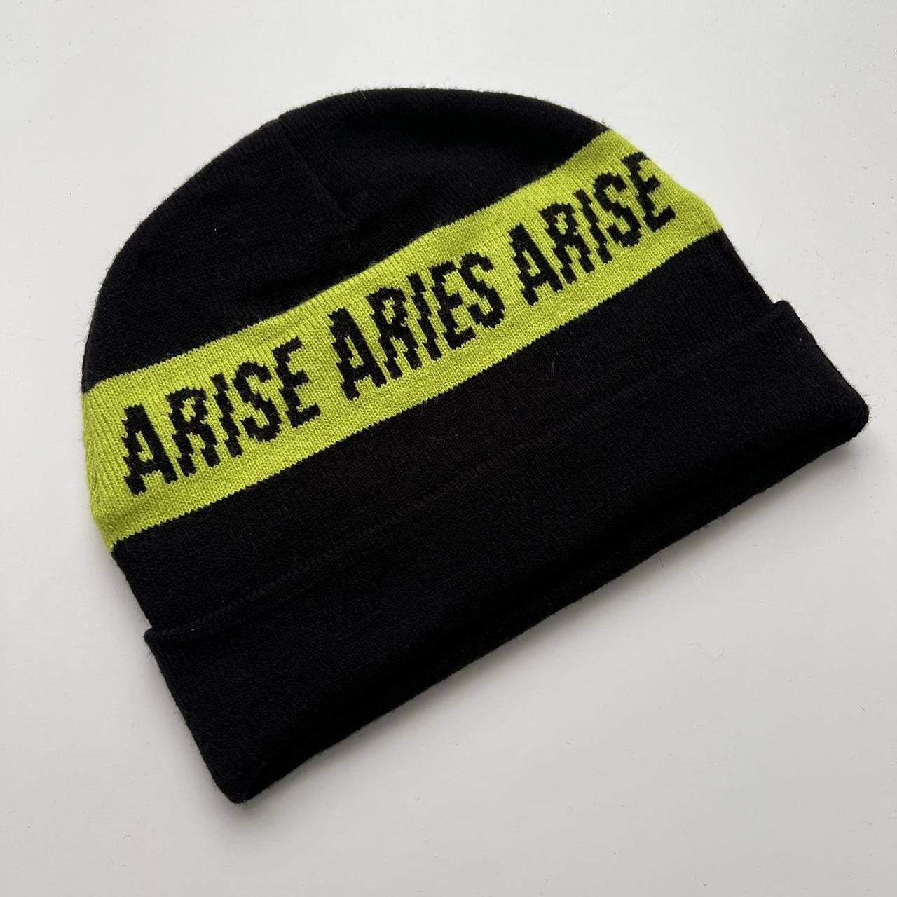 Aries Logo Tape Beanie In Black & Green