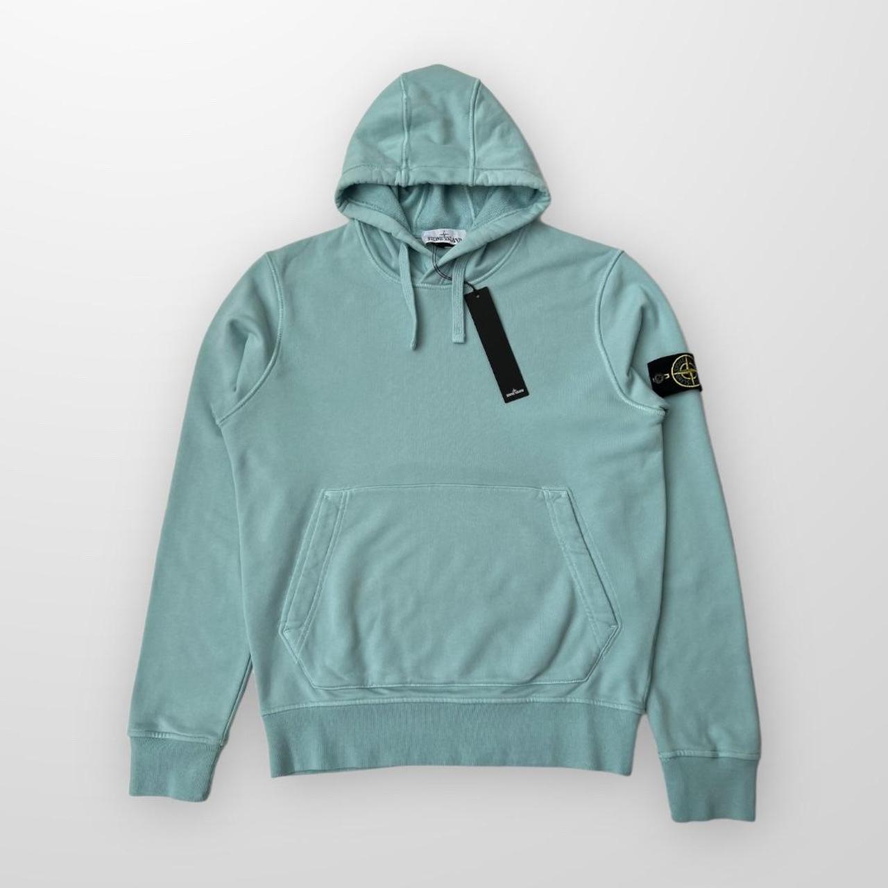 Stone Island Popover Hoodie In Aqua Blue