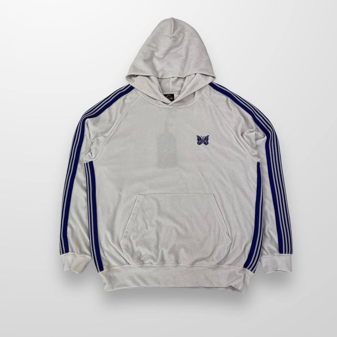 Needles Velour Hoodie In White & Purple