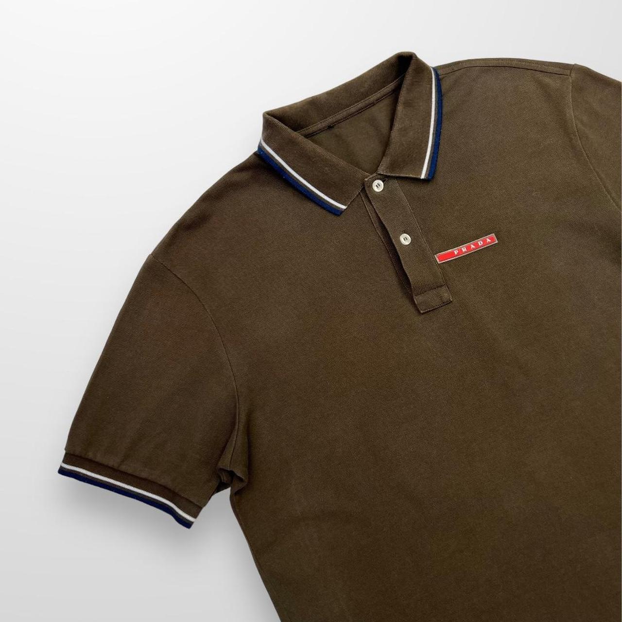 Prada Polo Shirt In Brown & Red