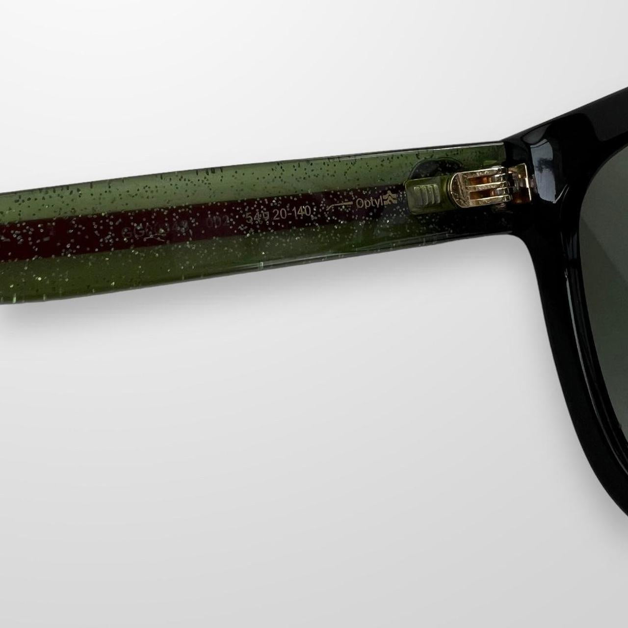 Gucci Glitter GG Sunglasses W/ Green & Red Classic Stripe