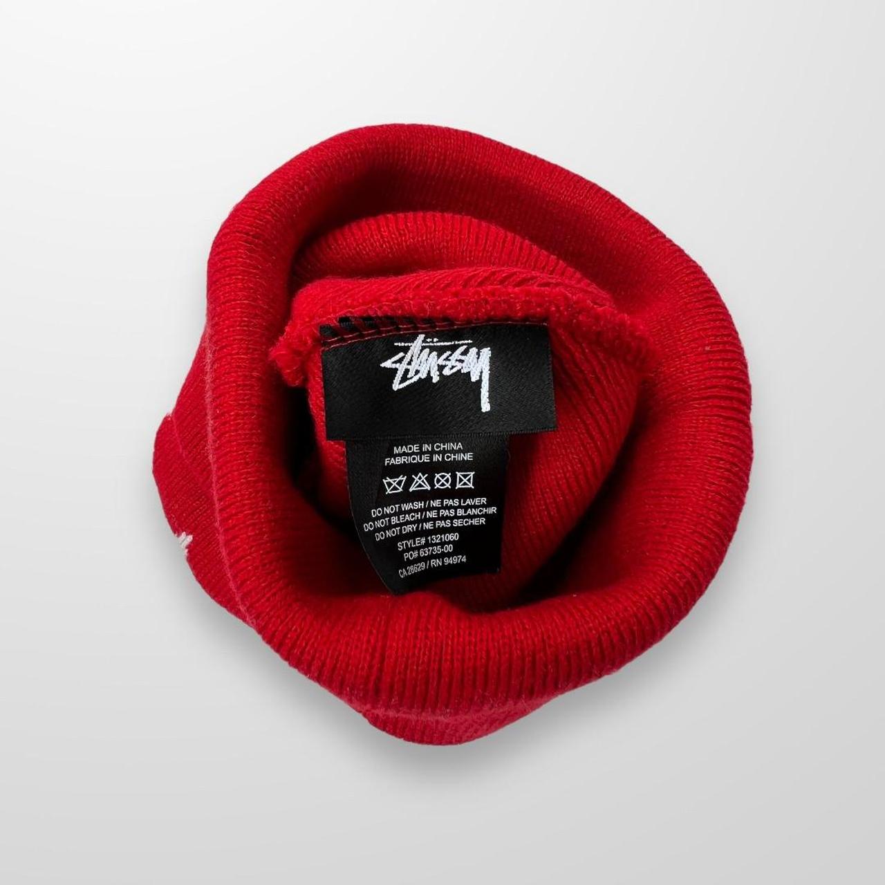 Stussy Luxury Logo Spade Beanie In Red & White