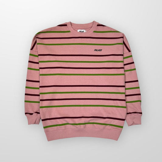 Palace Stripe Drop Shoulder Crewneck Sweatshirt In Pink