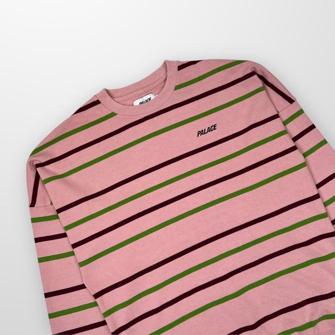 Palace Stripe Drop Shoulder Crewneck Sweatshirt In Pink