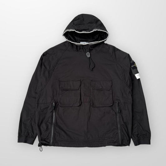 Stone Island Supima Cotton Twill Stretch-TC Anorak Jacket In Black & White