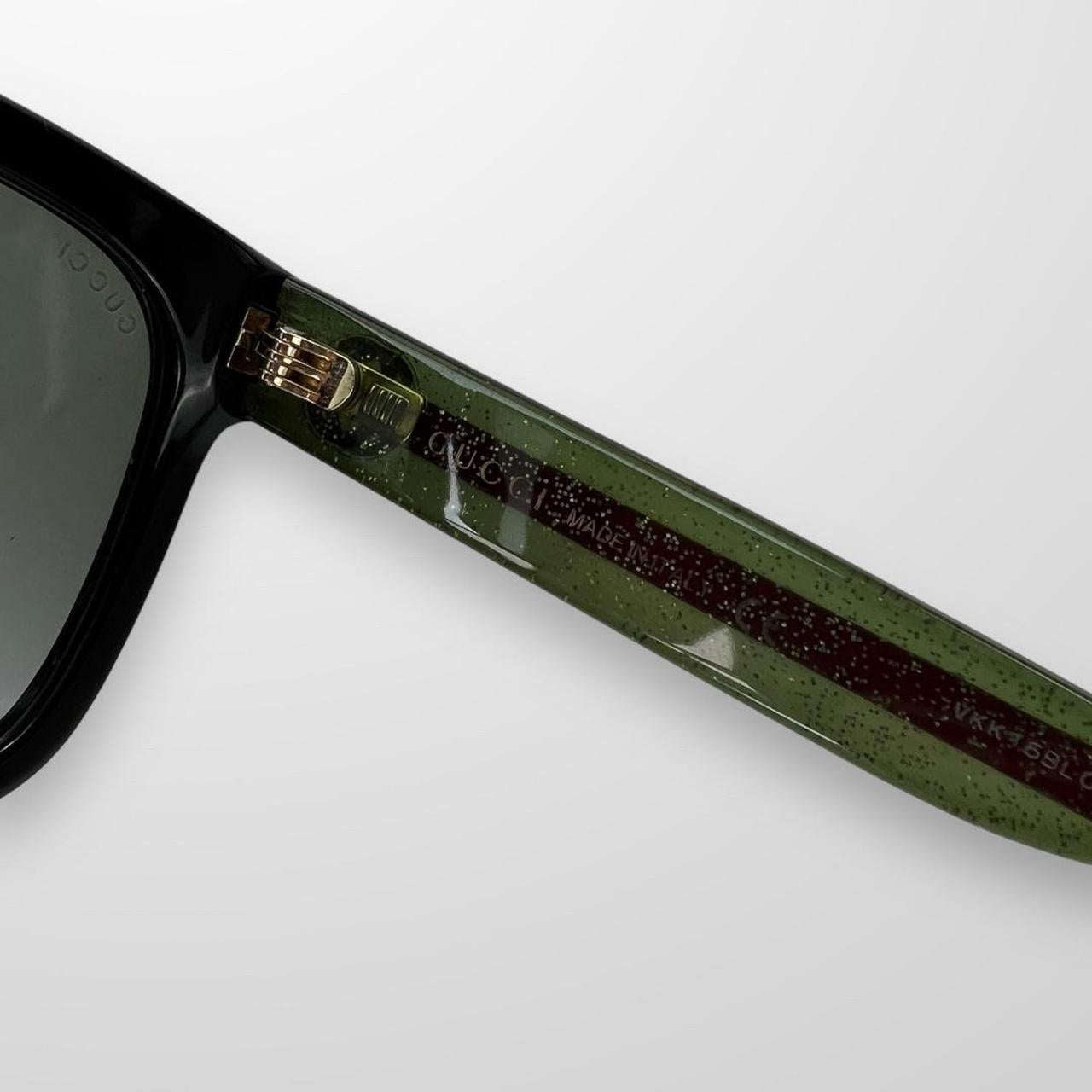 Gucci Glitter GG Sunglasses W/ Green & Red Classic Stripe