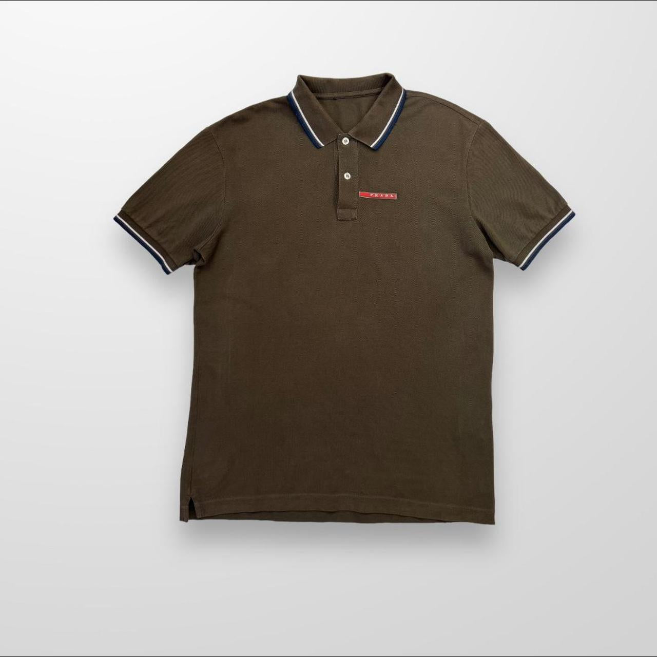 Prada Polo Shirt In Brown & Red