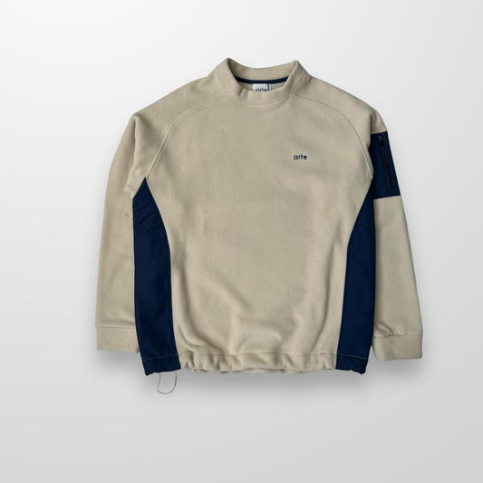 Arte Cooper Crewneck Fleece Sweatshirt In Cream & Navy