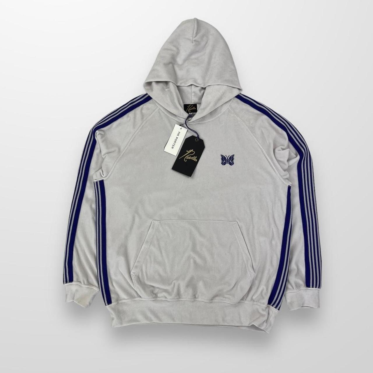 Needles Velour Hoodie In White & Purple