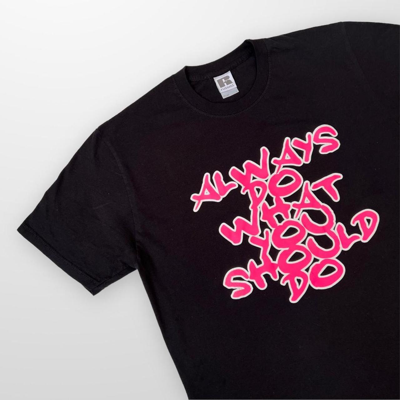 ADWYSD T-Shirt In Black & Pink Graffiti Print