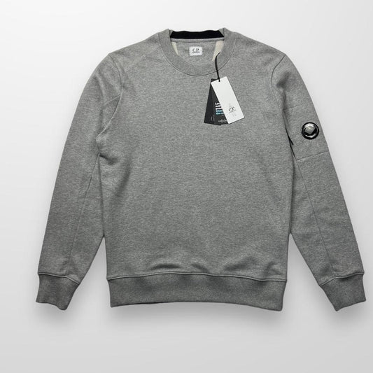 CP Company Diagonal Raised Fleece Crew Neck Sweatshirt In Grey