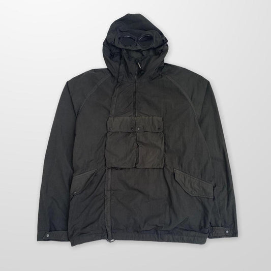 CP Company Chrome Re-Colour Popover Goggle Jacket In Faded Black