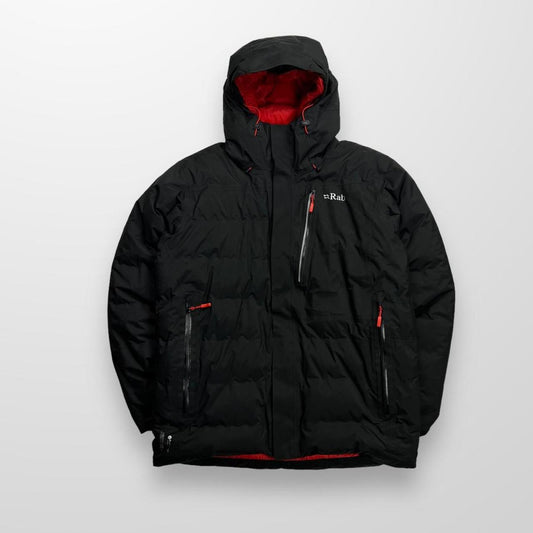 Rab Resolution Windproof Hydrophobic 800FP Goose Down Jacket In Black & Red