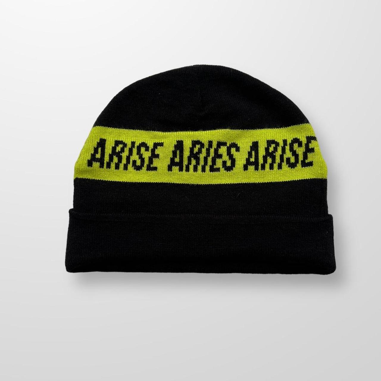 Aries Logo Tape Beanie In Black & Green